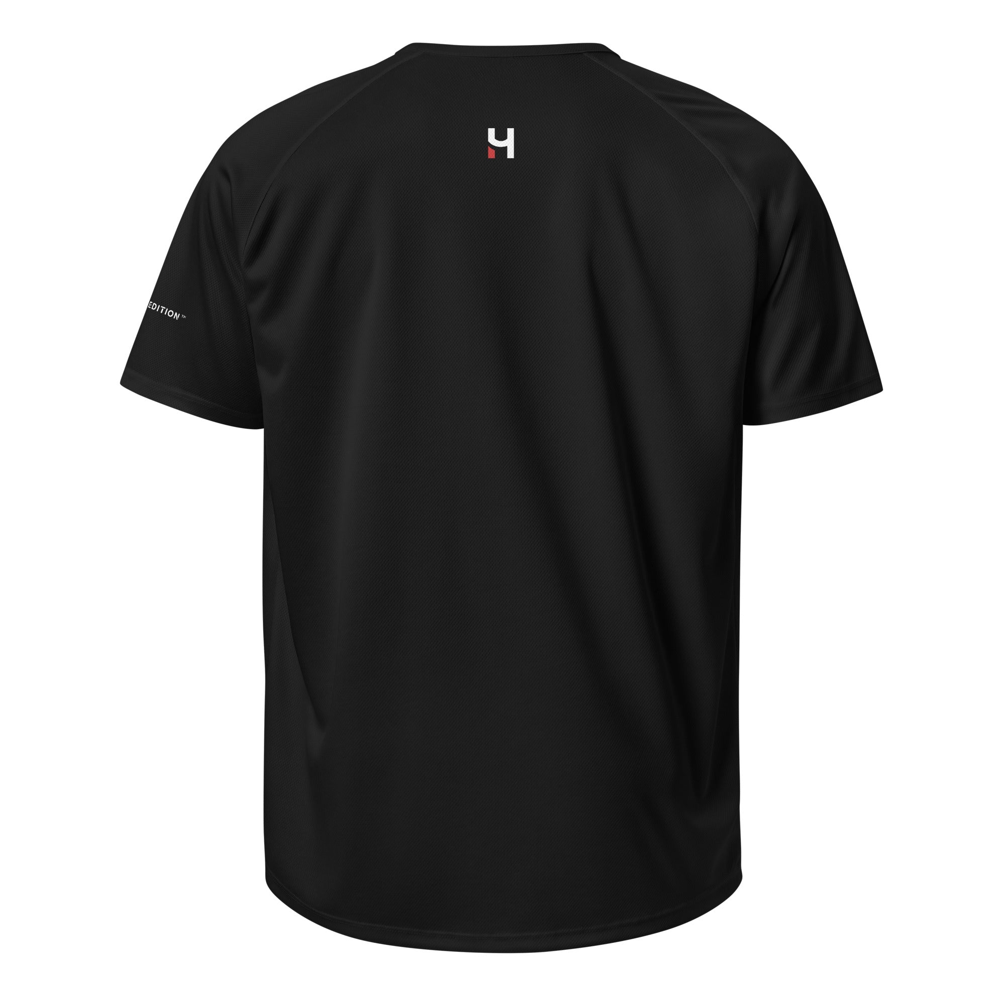 HURDUL™ CoreFlow Tee: Signal Red Edition™ in Obsidian Grit / Signal Red Mark, back view