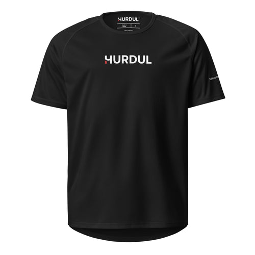 HURDUL™ CoreFlow Tee: Signal Red Edition™ in Obsidian Grit / Signal Red Mark, front view