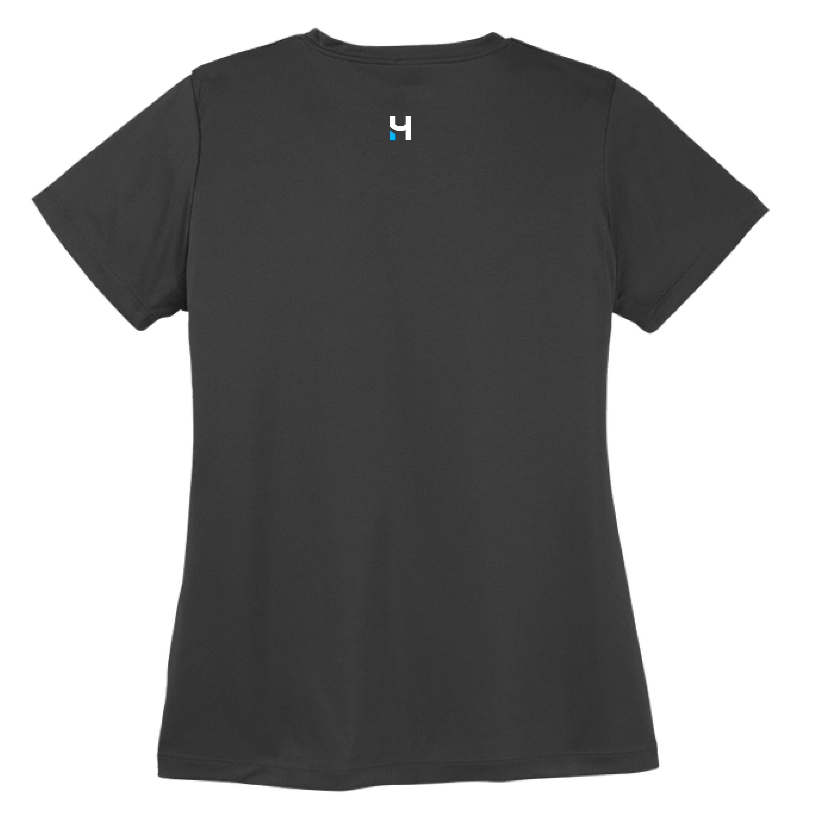 HURDUL™ Women’s CoreFlow Tee in Forged Black, back view