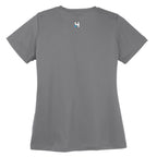 HURDUL™ Women’s CoreFlow Tee in Raw Concrete, back view