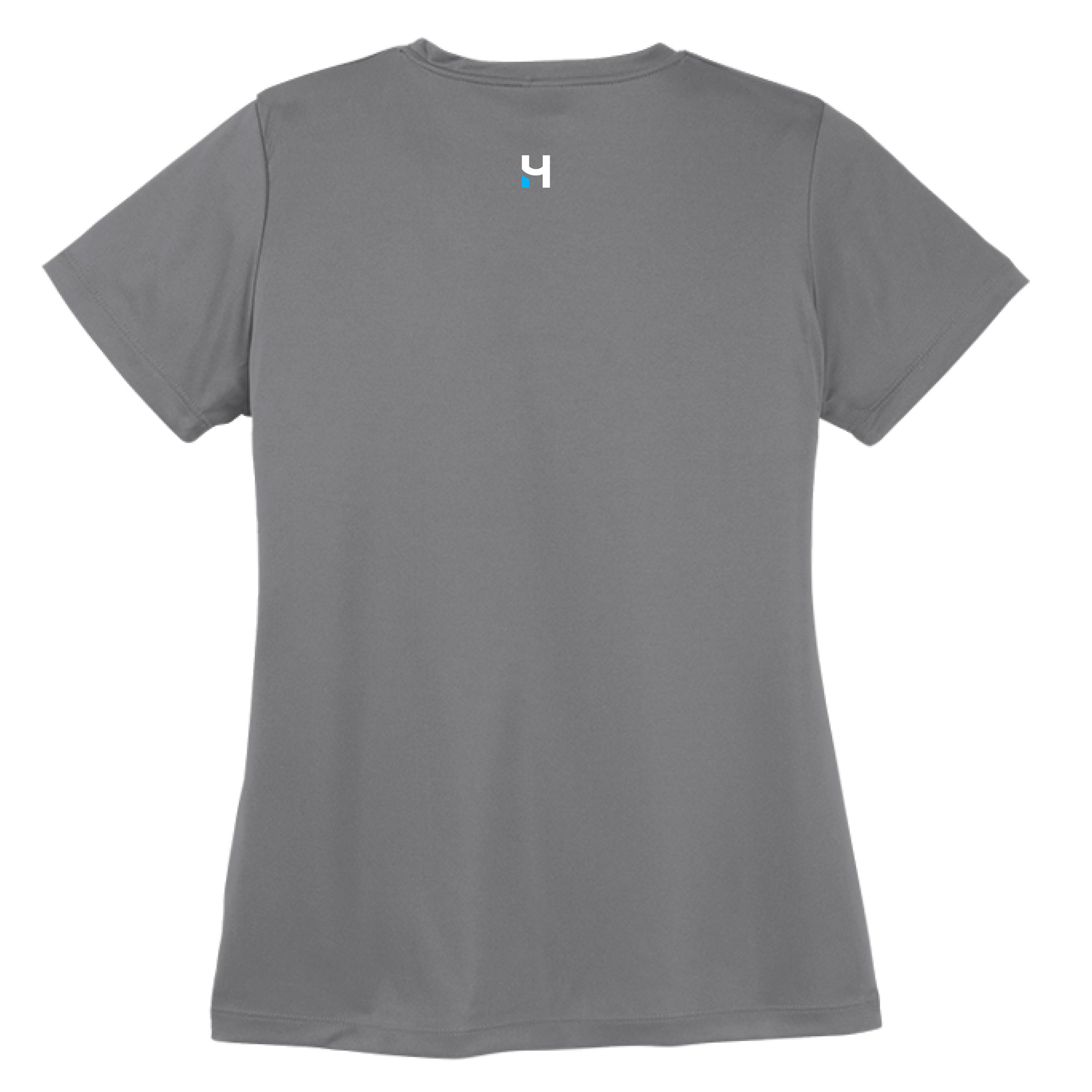 HURDUL™ Women’s CoreFlow Tee in Raw Concrete, back view