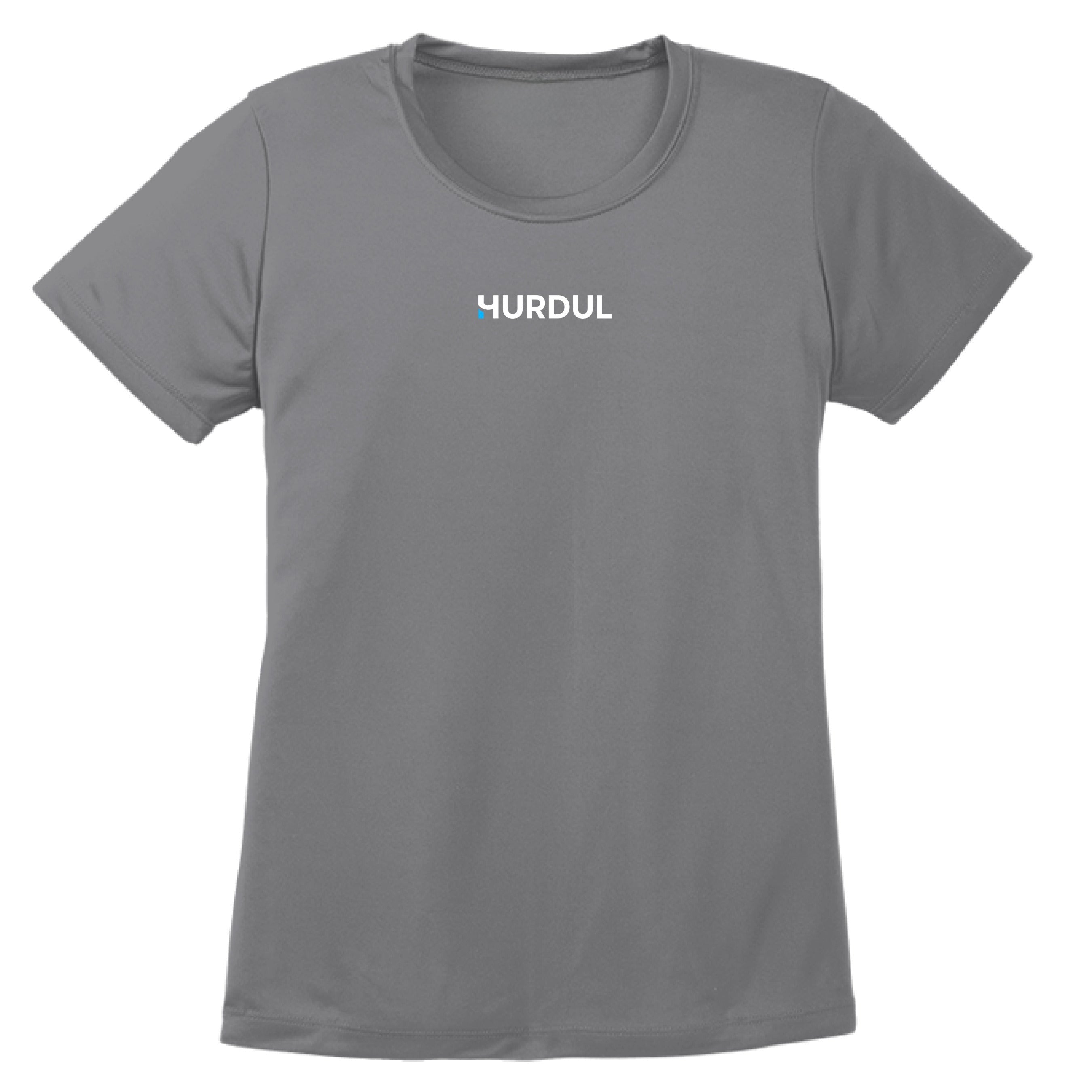 HURDUL™ Women’s CoreFlow Tee in Raw Concrete, front view